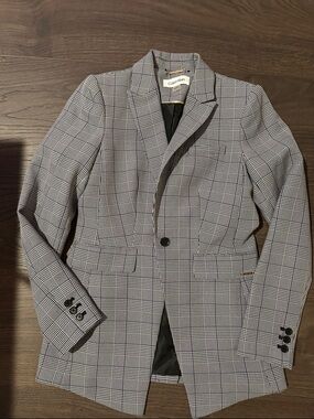 Calvin Klein Black and Gray Glen Plaid Men's Blazer